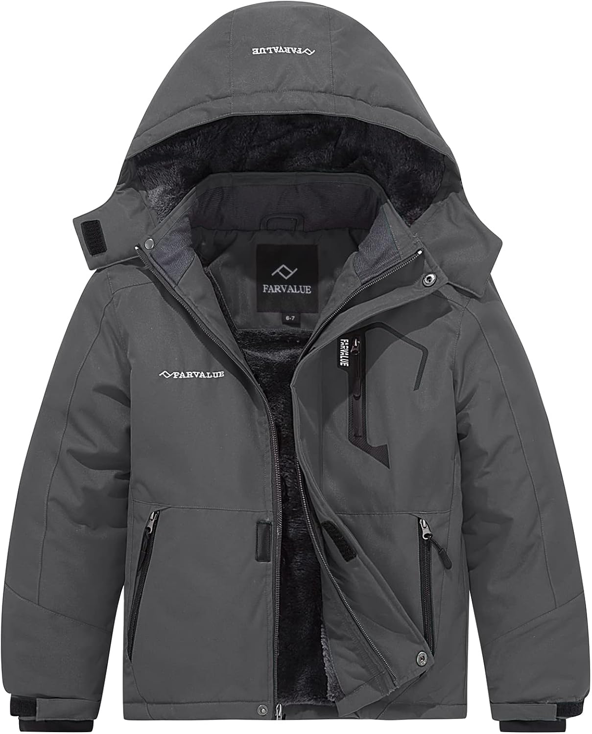 FARVALUE Boys Waterproof Ski Jacket Windproof Winter Coat Warm Snow Coat Outdoor Raincoats Hooded Windbreaker : Clothing, Shoes & Jewelry