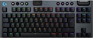 Logitech G G915 X LIGHTSPEED TKL Teclado para gaming inalámbrico de perfil bajo, teclas de PBT de doble moldeado, elegante acabado en aluminio, táctil marrón GL – PC/Mac, QWERTY ESP – Negro