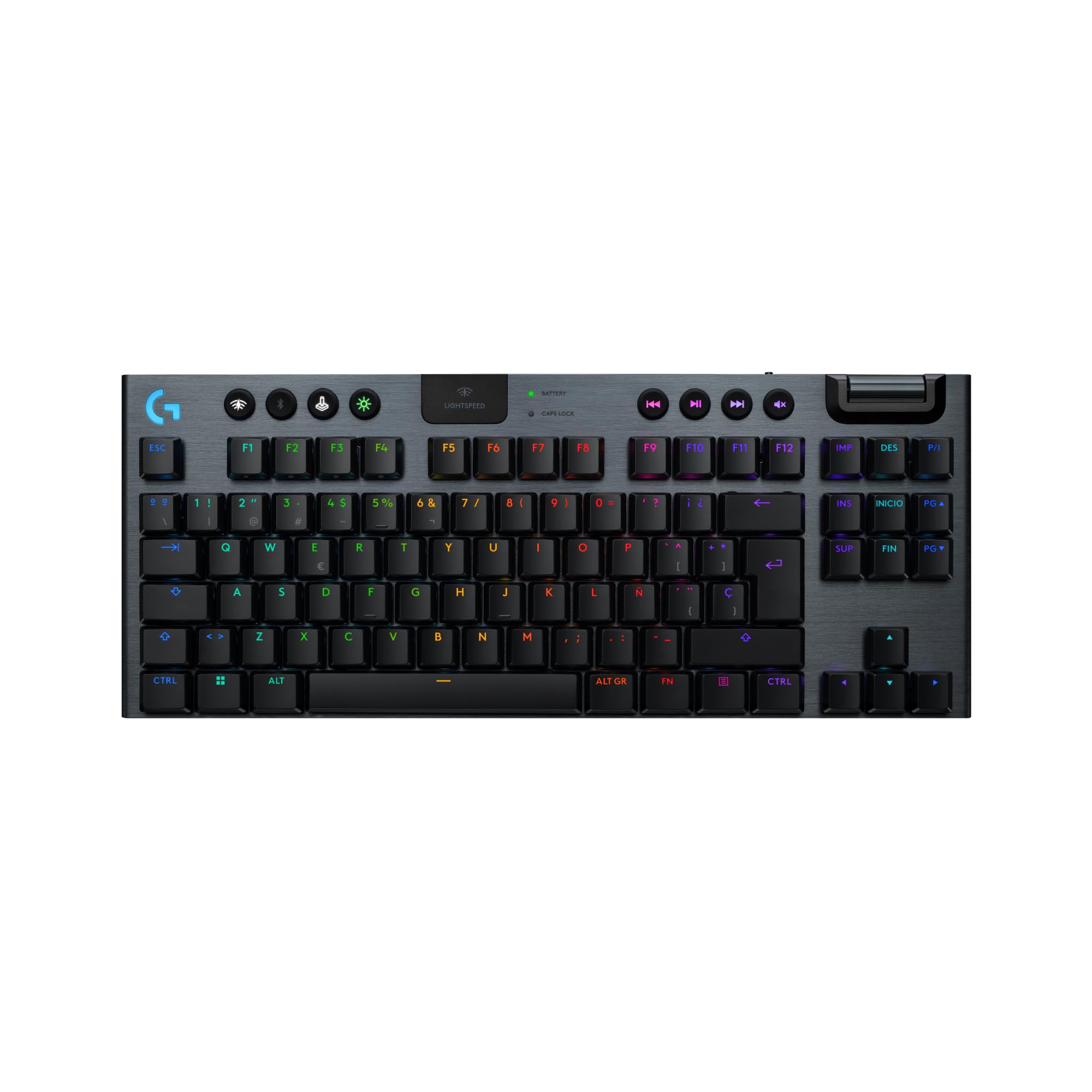 Logitech G G915 X LIGHTSPEED TKL Teclado para gaming inalámbrico de perfil bajo, teclas de PBT de doble moldeado, elegante acabado en aluminio, táctil marrón GL - PC/Mac, QWERTY ESP - Negro