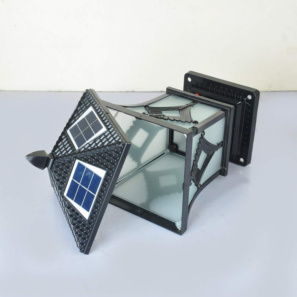 Zewnętrzna lampa słupowa Kreatywna głowica drzwiowa Trawnik Solarna lampa ścienna Kolumna reflektora Kolumna lampy Kolumna energii słonecznej Reflektor Latarnia uliczna(Czarny-20 * 20 * 36cm