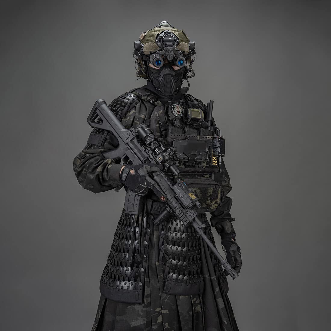AYAY Samurai Taktische Rüstung, Taktische Rüstung Komplettes Set - Beinhaltet 2X Schulterpolster + 1x Leistenpolster + 2X Rockschutz (ohne Weste)
