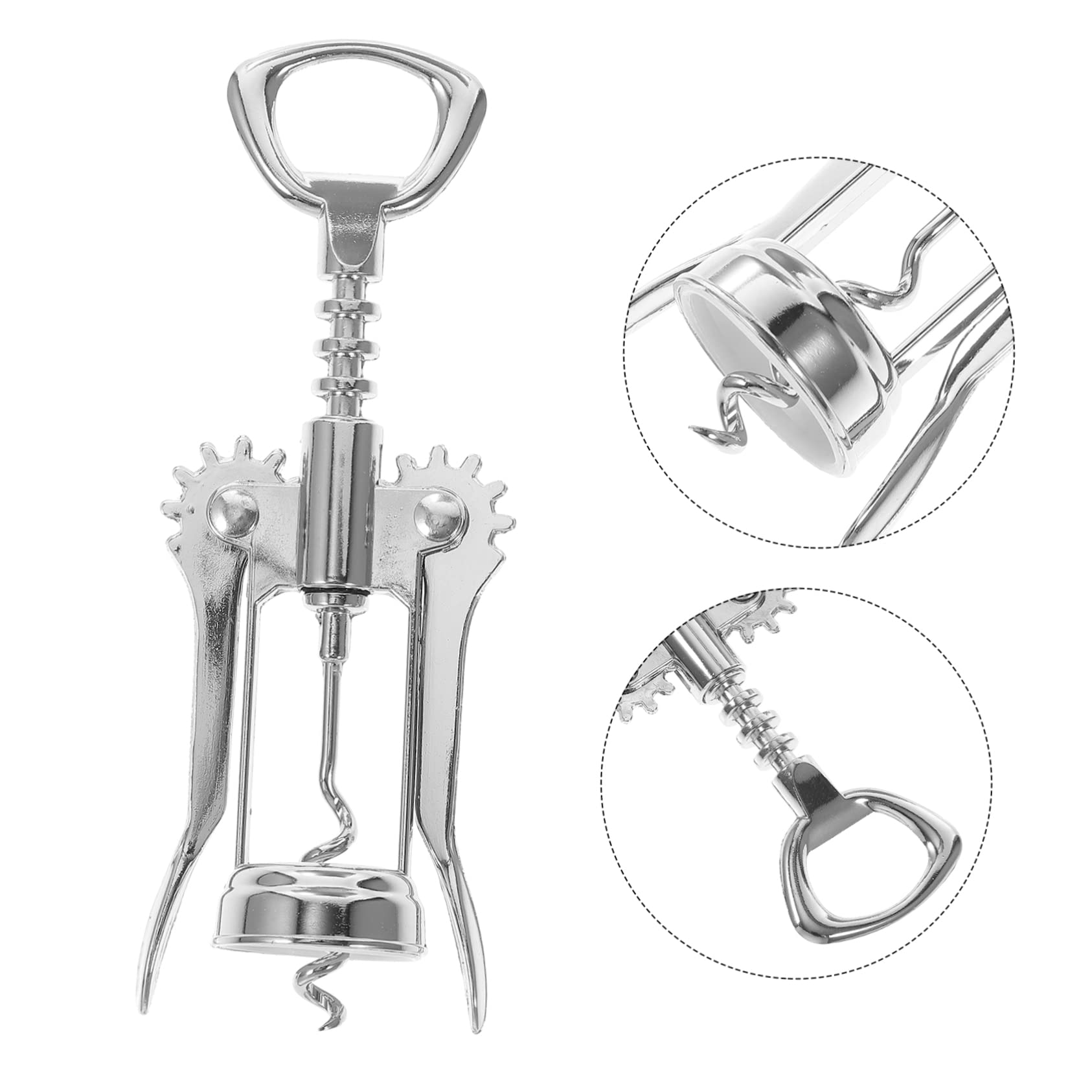 GRIRIW Stainless Steel Wine Corkscrew Winged Bottle Opener Manual Wine Opener Compact Lightweight for Home Travel