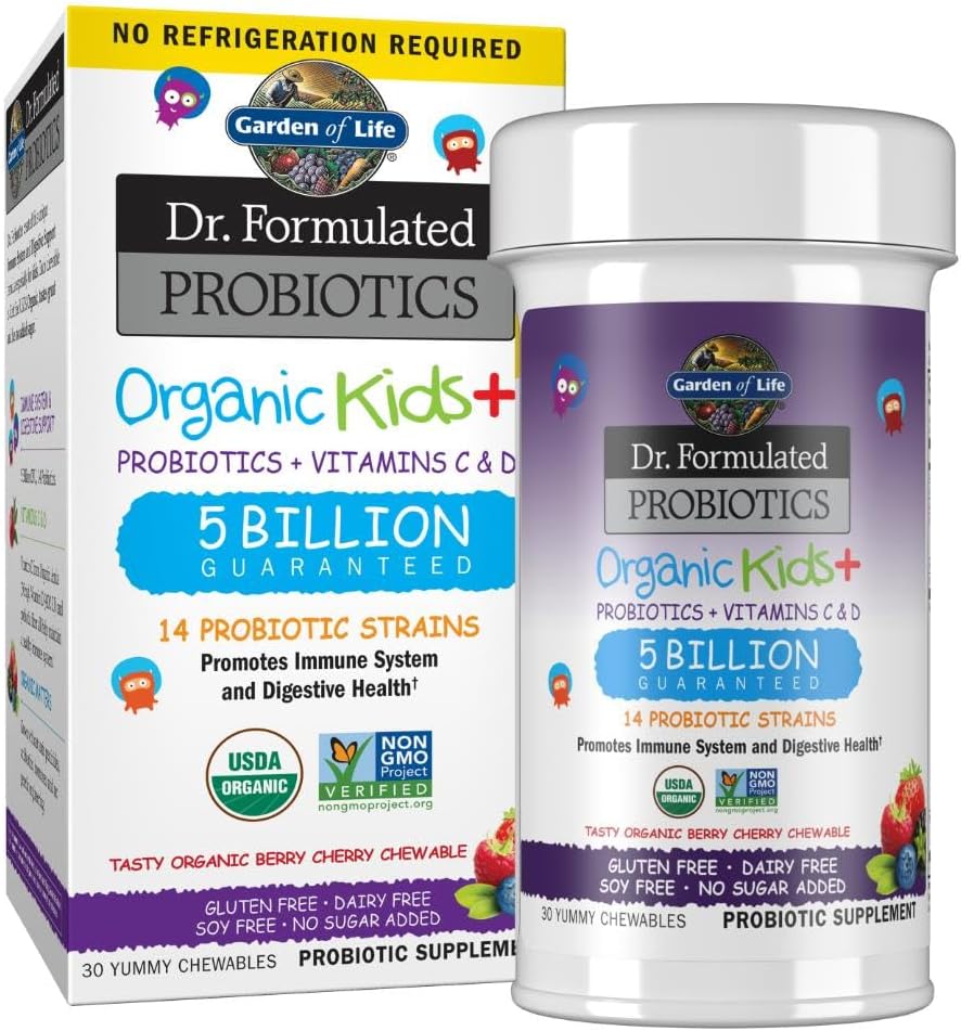 Garden of Life Organics Elderberry Gummies for Adults & Kids - Immune Support Supplement & Dr. Formulated Probiotics Organic Kids+ Plus Vitamin C & D - Berry Cherry