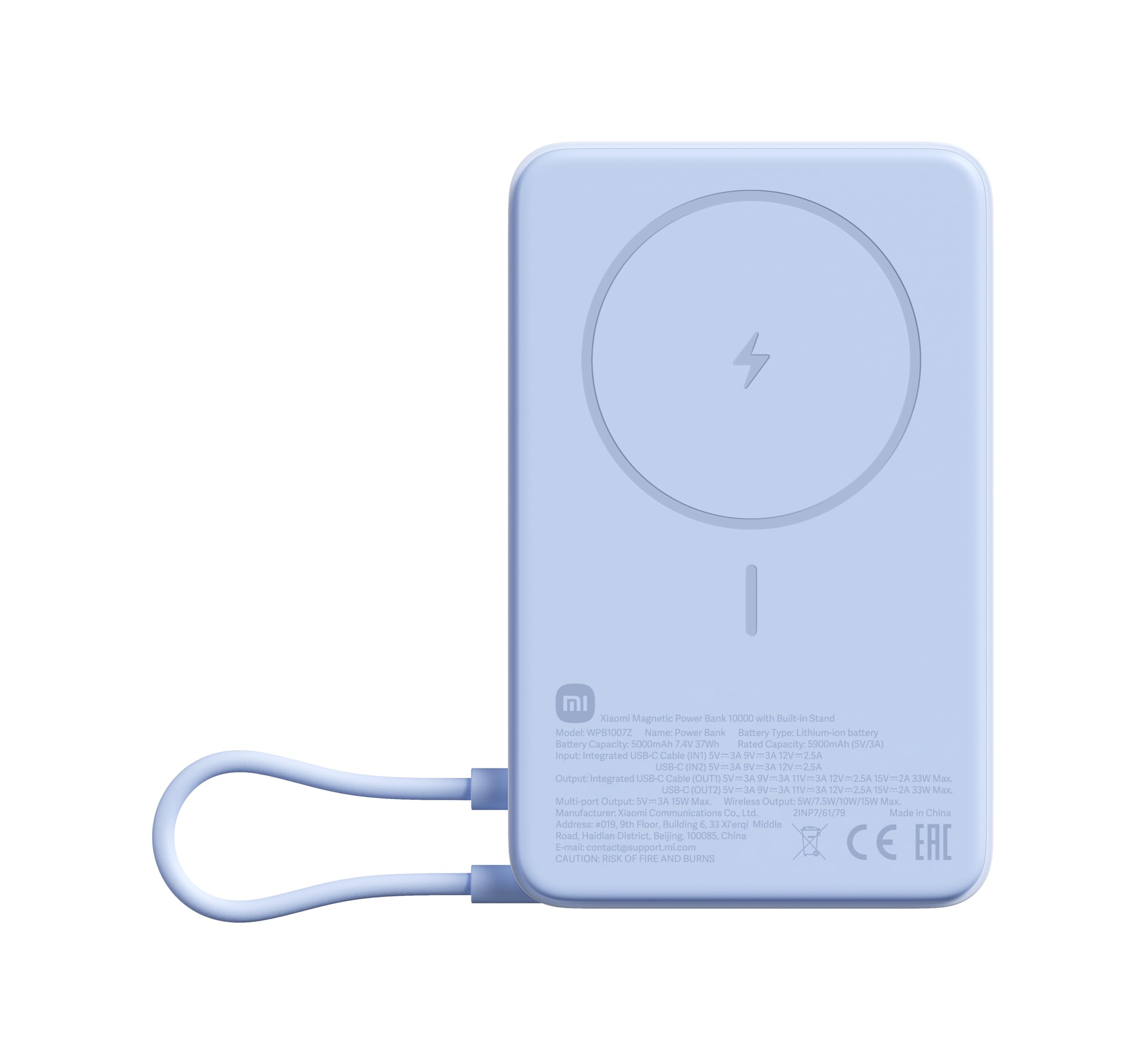 Xiaomi Batería Magnética 10000 mAh con Soporte para Viajes y Videollamadas en Gris