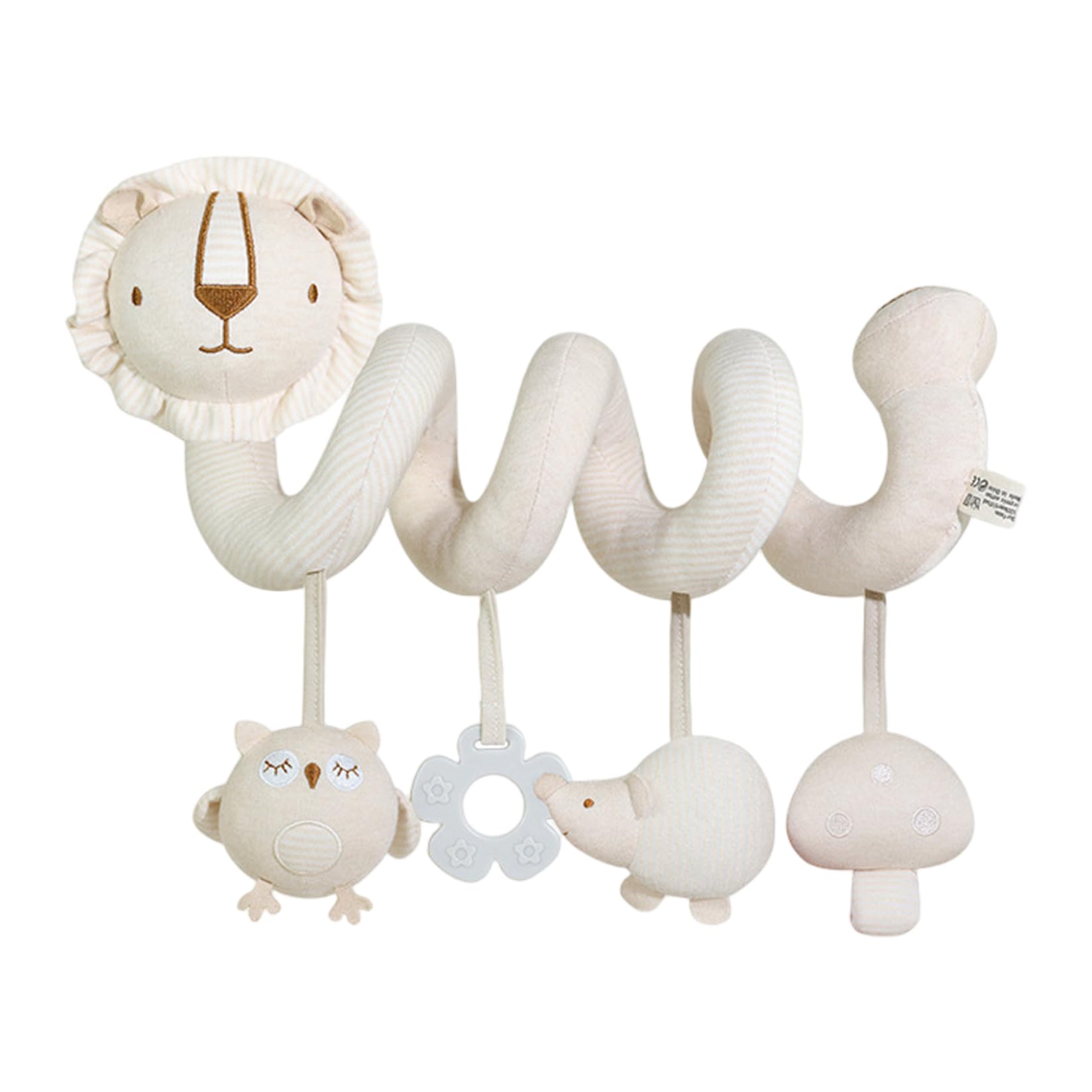 Baby Stroller Toy, Spiral Plush Animals Hanging Crib Toys with Teething Rings, BB Sounds and Ringing Bells, Early Educational Sensory Toys for Newborn 0-12 Months, Lions Carseat Hanging