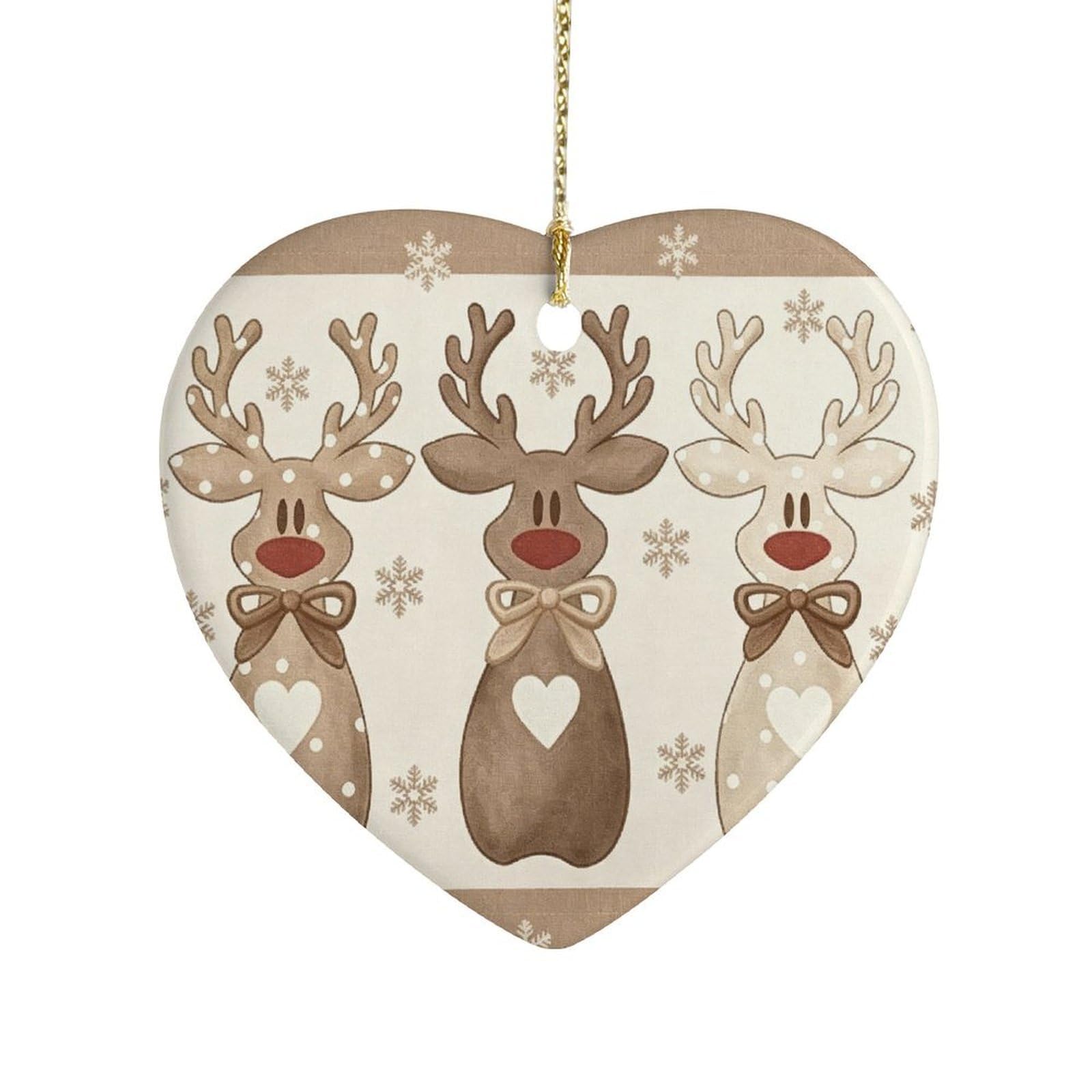Fekiloot Style Christmas Reindeer Ceramic Ornament Home Decor Keepsake