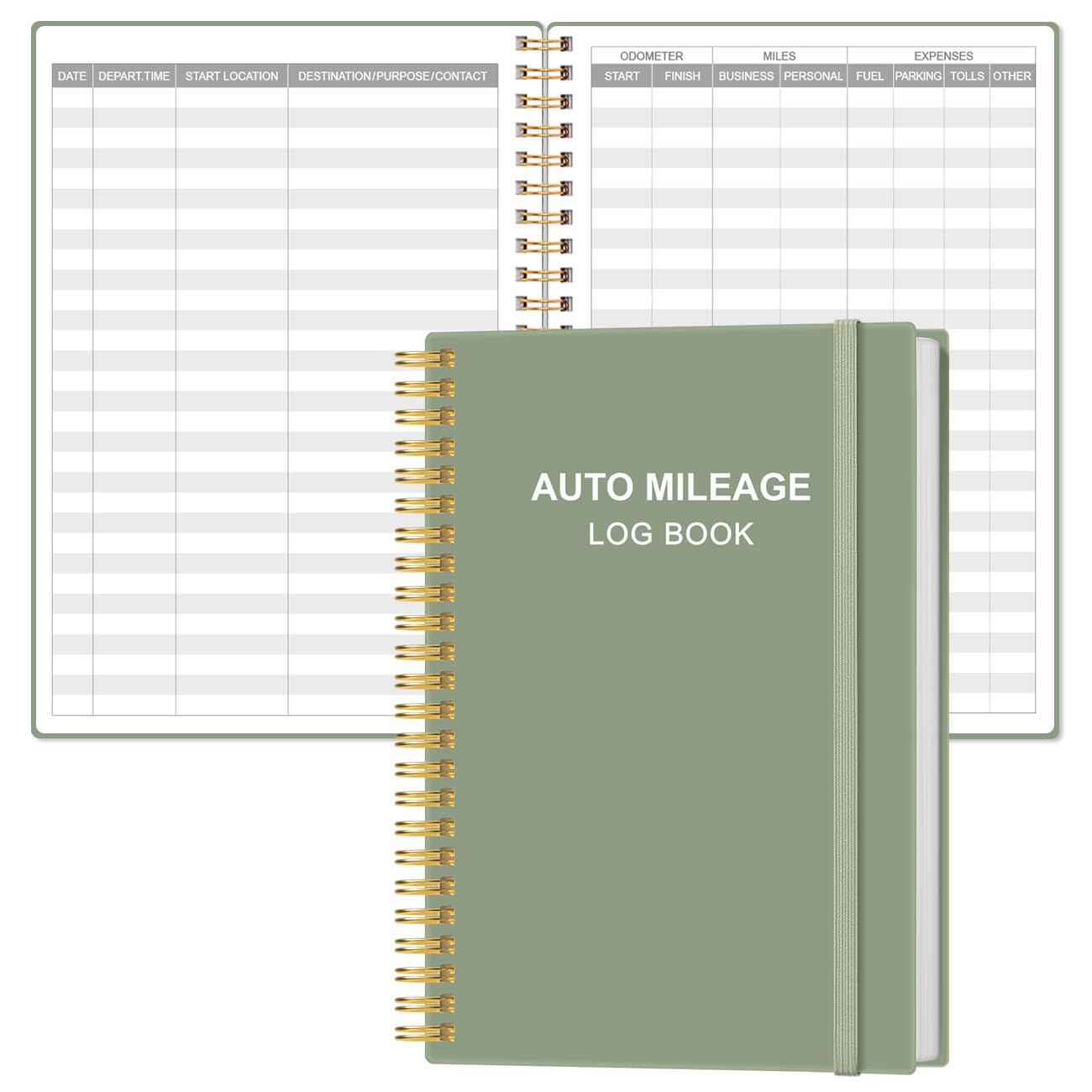 Photo 1 of Auto Mileage Log Book – Vehicle Maintenance Log Book, Miles Log Book for Car with Odometer,Expense,Gas Consumption & Lubrication,Repairs and Accessories, 5.8" x 8.5", Green