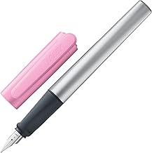 Lamy nexx rose - Stylo Plume avec grip antidérapant et plume acier poli en taille A - corps triangulaire en aluminium - avec cartouche T 10 bleue - Droitier