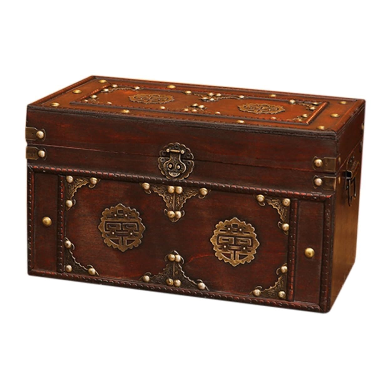 TIANQIHAO Wedding Organizer Sundry Treasure Wooden Pirate Case Jewelry Vintage Trinkets Antique Decorator Vintage Storage Decor
