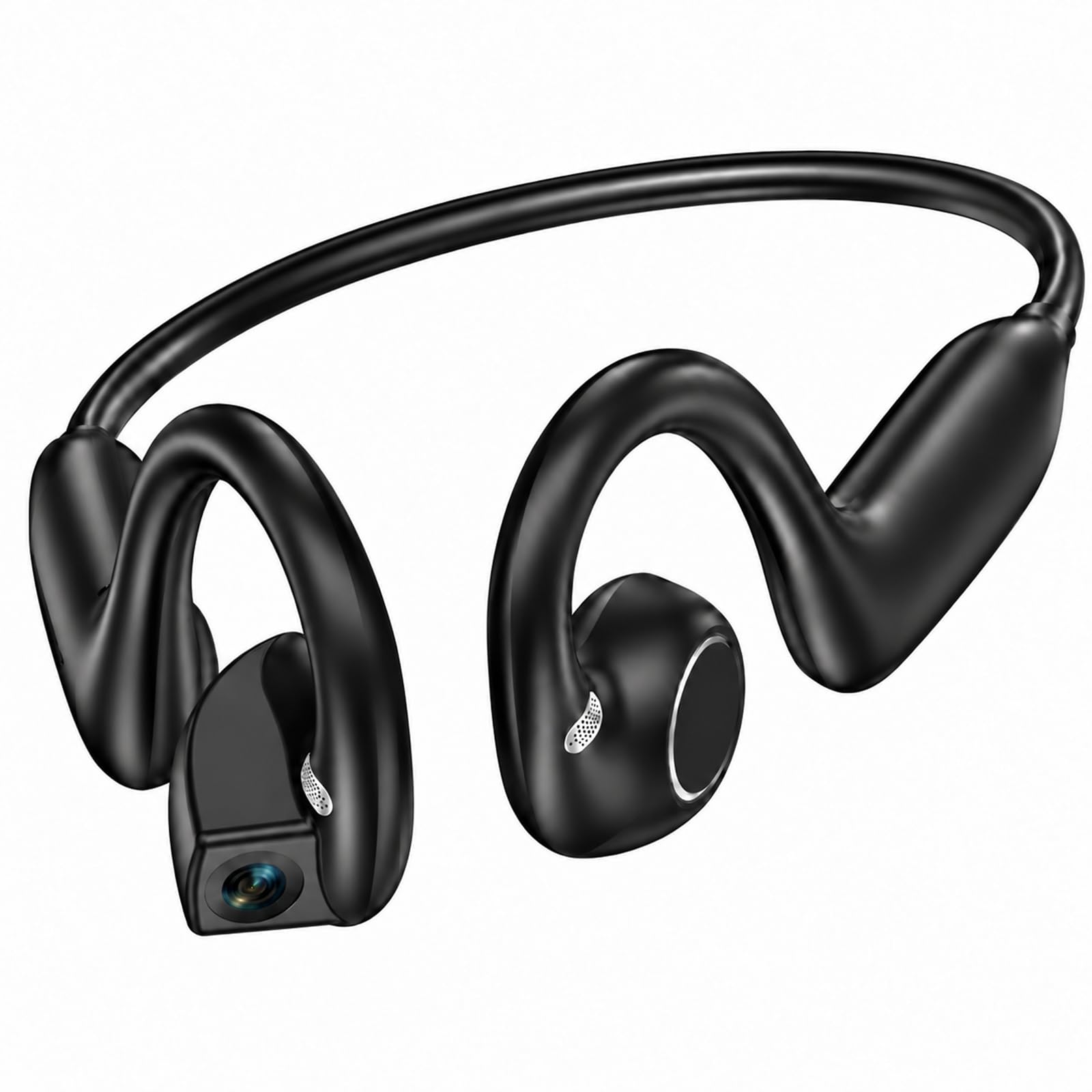 Knochenschall Kopfhörer mit 8MP Kamera, Open Ear Bluetooth Kopfhörer Kabellos, 1080P Video & EIS, KI-Übersetzung & Objekterkennung, 8GB Speicher, Sportkopfhörer für Radfahren, Laufen & Reisen