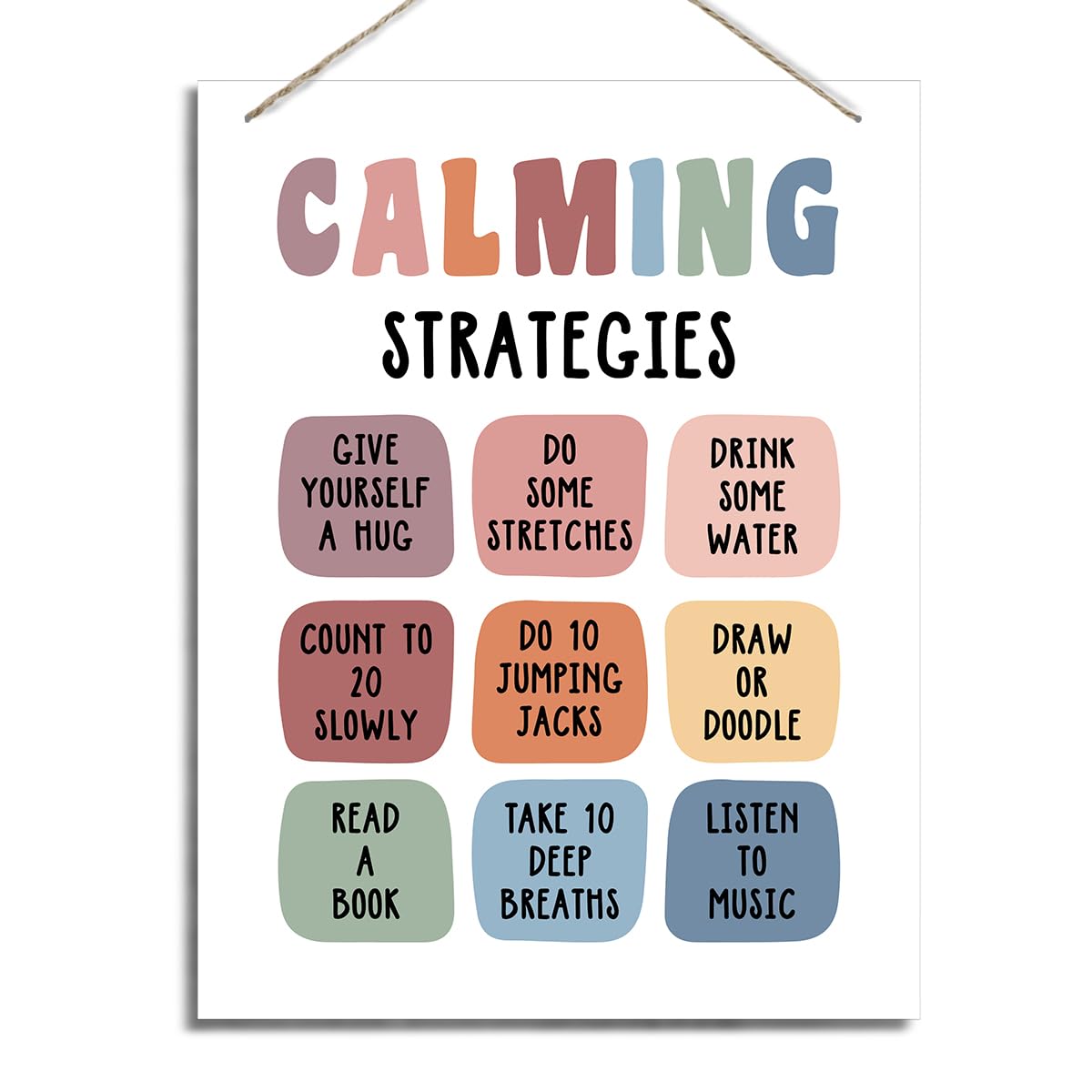 ZPPRJF Calming Strategies Sign, Decorative Hanging Wood Plaque for Wall, Mental Health Decor, Anxiety Release Decor, Calming Down Corner Decor, Counselor Office Wall Decor, Therapy Office Wall Decor-image-36