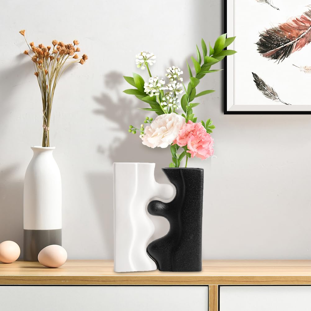 Ceramic Vase Matt, Set of 2 Ceramic Vases for Pampas Grass Modern Home Decor - Image 4
