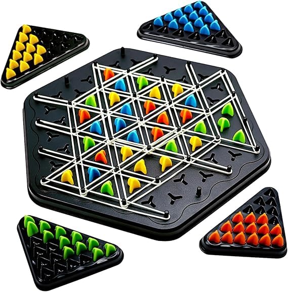 MANAKI ENTERPRISE Large Size Chain Triangle Chess Game, Triggle Game, Board Game for Family Game Night - Family Board Games for Kids and Adults - 2-4 Players - Ages 3 Years and Up
