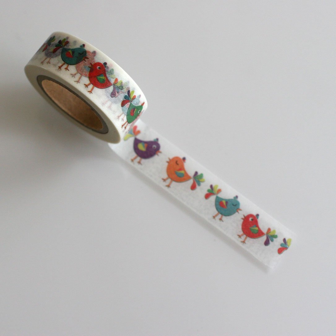 Sj Washi Tape Paper Tape Cute Colourful Birds 15 Mm X 10 M