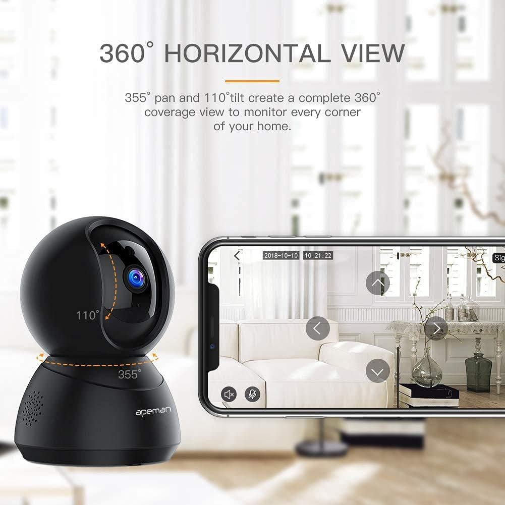 APEMAN ZX-ID75-UK WiFi Camera showing 360 degree horizontal view
