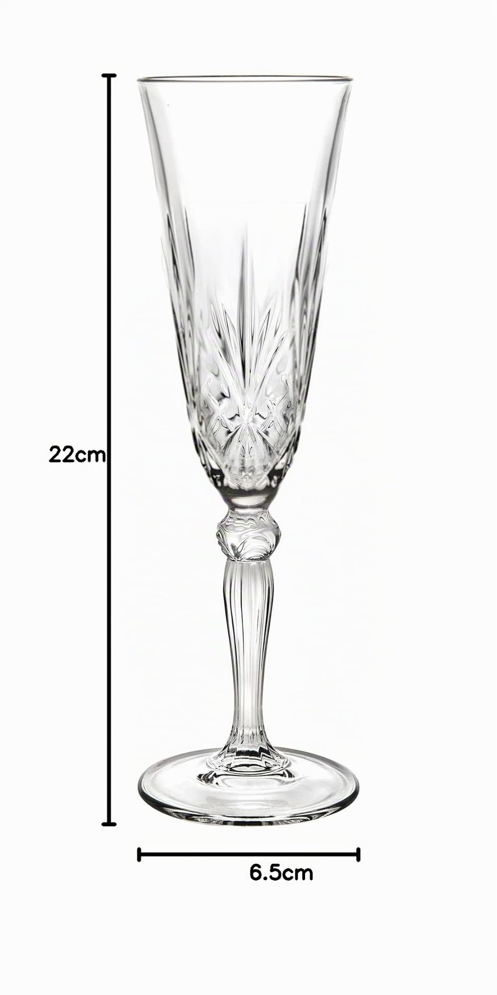 RCR Crystal 25600020006 Gafas de copas de champaña Melodia Crystal, 160 ml, juego de 6, perfectas para fiestas, recién casados y propietarios, caja fuerte para lavavajillas