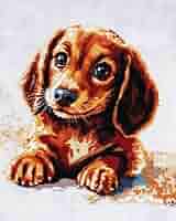 Z　ダックスパピーHAED25Cクロスステッチ刺繍完成品二点 Z ダックスパピーHAED25Cクロスステッチ刺繍完成品二点 Z