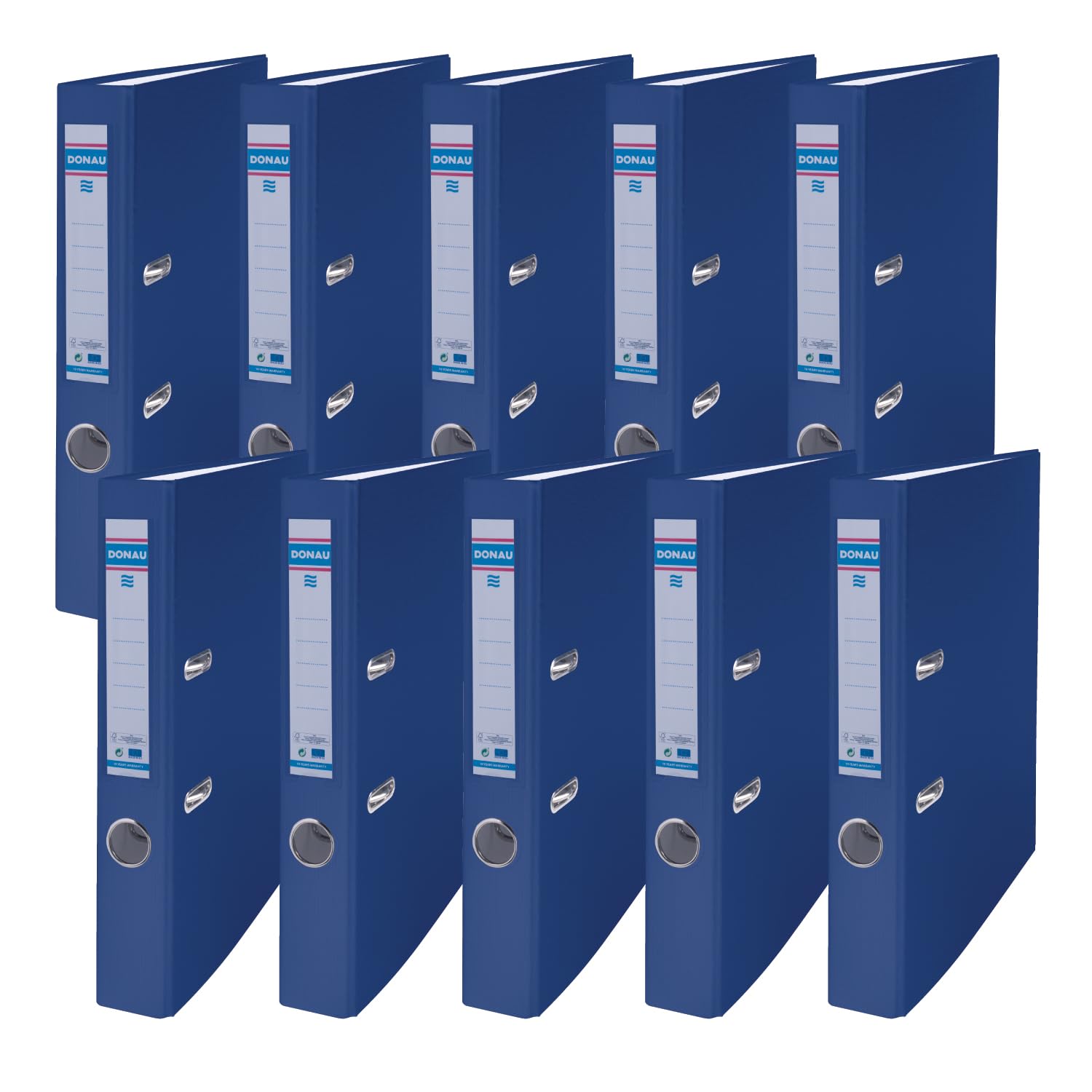 DONAU Master Segregator na dokumenty, cienki, FSC, opakowanie 10 sztuk, DIN A4, 5 cm, 10 sztuk, niebieska/plastikowa okładka, PP, tektura, segregator biurowy, teczka na dokumenty, segregator