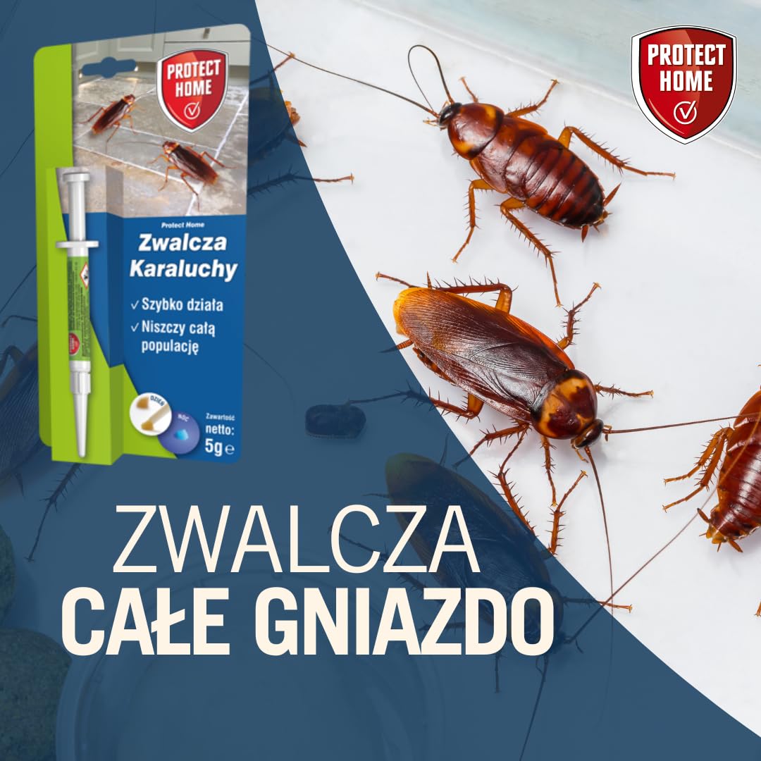 Protect Home Zwalcza Karaluchy, 5g - Dawniej Blattanex Gel – Środek do zwalczania karaluchów i prusaków - Długie działanie - Wygodny w aplikacji żel w strzykawce - Chroni domy, mieszkania i biura