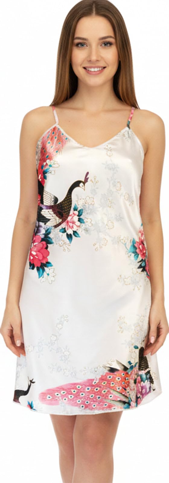 Trifolium Kimono Robe And Chemise Silky Peacock Satin Nightgown Bathrobe Wedding Negligee Nightdress — view 16