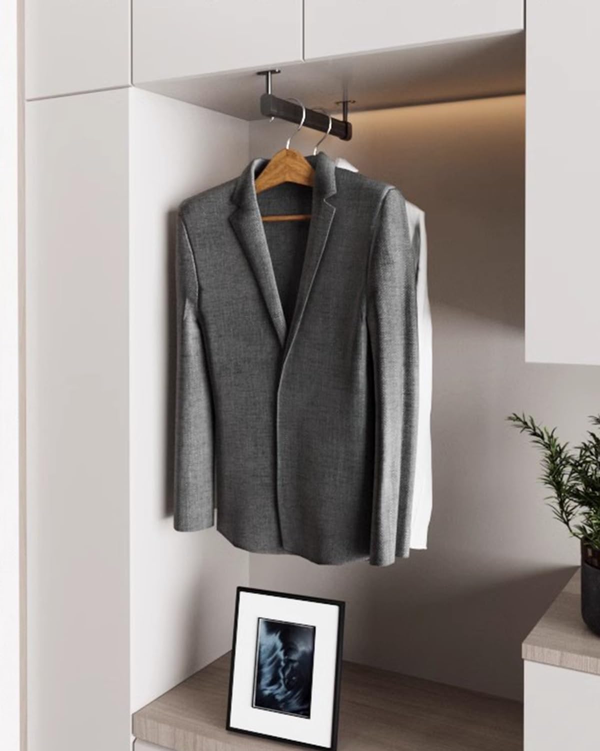 BBHW Top Mount Closet Rod for Hanging Clothes, Heavy Duty Closet Bar Valet Pole, Short Metal Wardrobe Tube Clothing Hanger Storage (Color : Silver, Size : 40cm/15.7in Length)