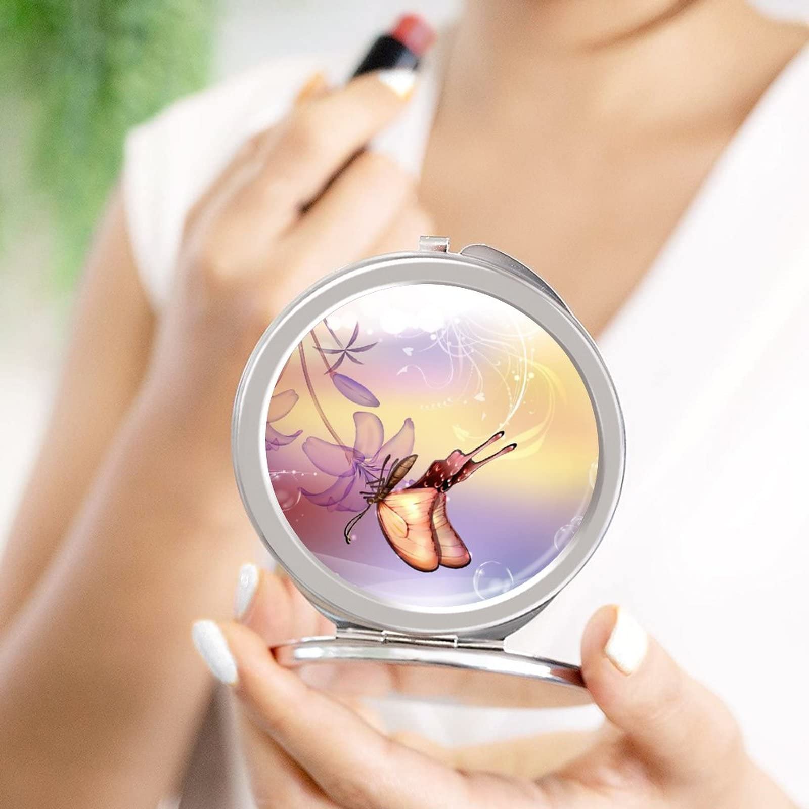 Amazon.co.jp: 化粧鏡 化粧ミラー 美しい 蝶 蝶々 ハンドミラー 手鏡