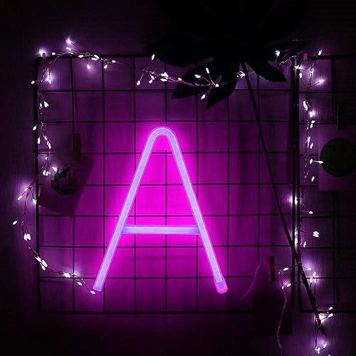 Miniatura 10 de Letrero de neón, letras de neón, letras del alfabeto de neón iluminadas, letras con luces LED, letras de marquesina iluminadas, batería, USB, rosa