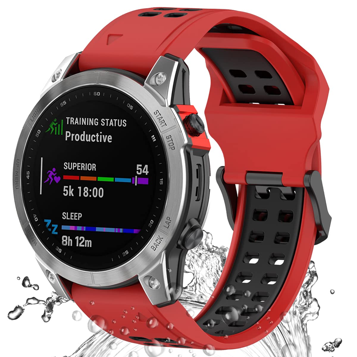 Miimall Compatible for Garmin Fenix 7 Band, 22mm Width Soft Silicone Sport Waterproof Replacement Strap Band for Garmin Fenix 7/7 Solar/7 Sapphire Solar/6/5/Garmin Instinct Women Man(Blue, Mint Green)-image-7