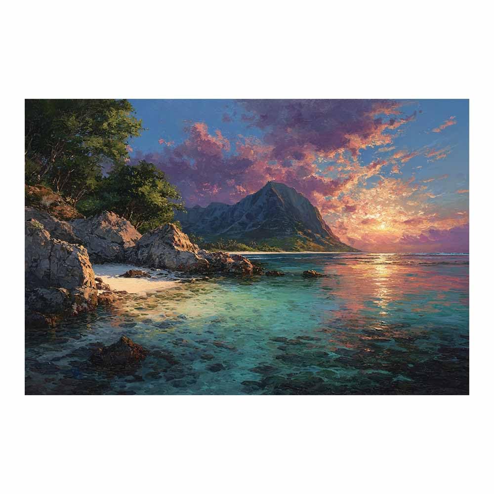 HOQIU Canvas Wall Art Hawaii Coastsal Painting canvas art, art print, house decor, bedroom wall decor above bed, prints for living room.(Multicolor)-80x120cm Unframed