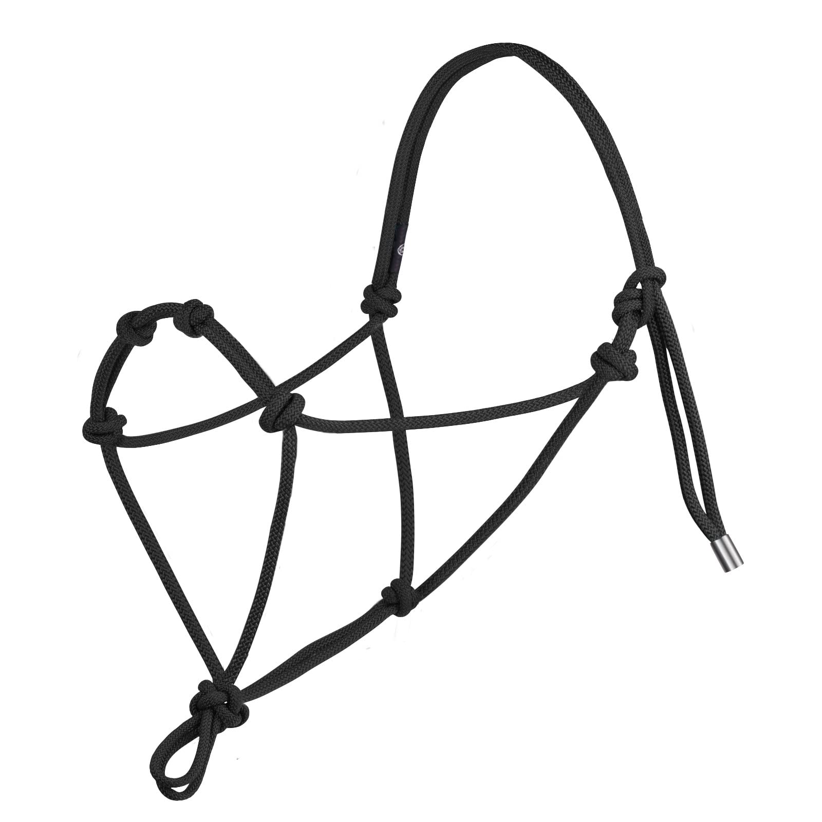 Harrison Howard Cabestro de entrenamiento de cuerda de caballo súper resistente con 4 nudos de 1/4 pulgadas, cordón cabestro rígido, color negro