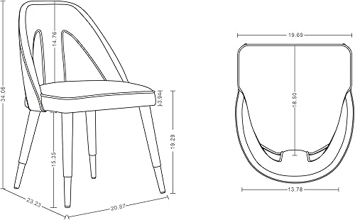 Miniatura 5 de Manhattan Comfort Neda - Silla de comedor moderna de terciopelo con elegante diseño de respaldo en forma de T, acolchado de espuma de alta densidad