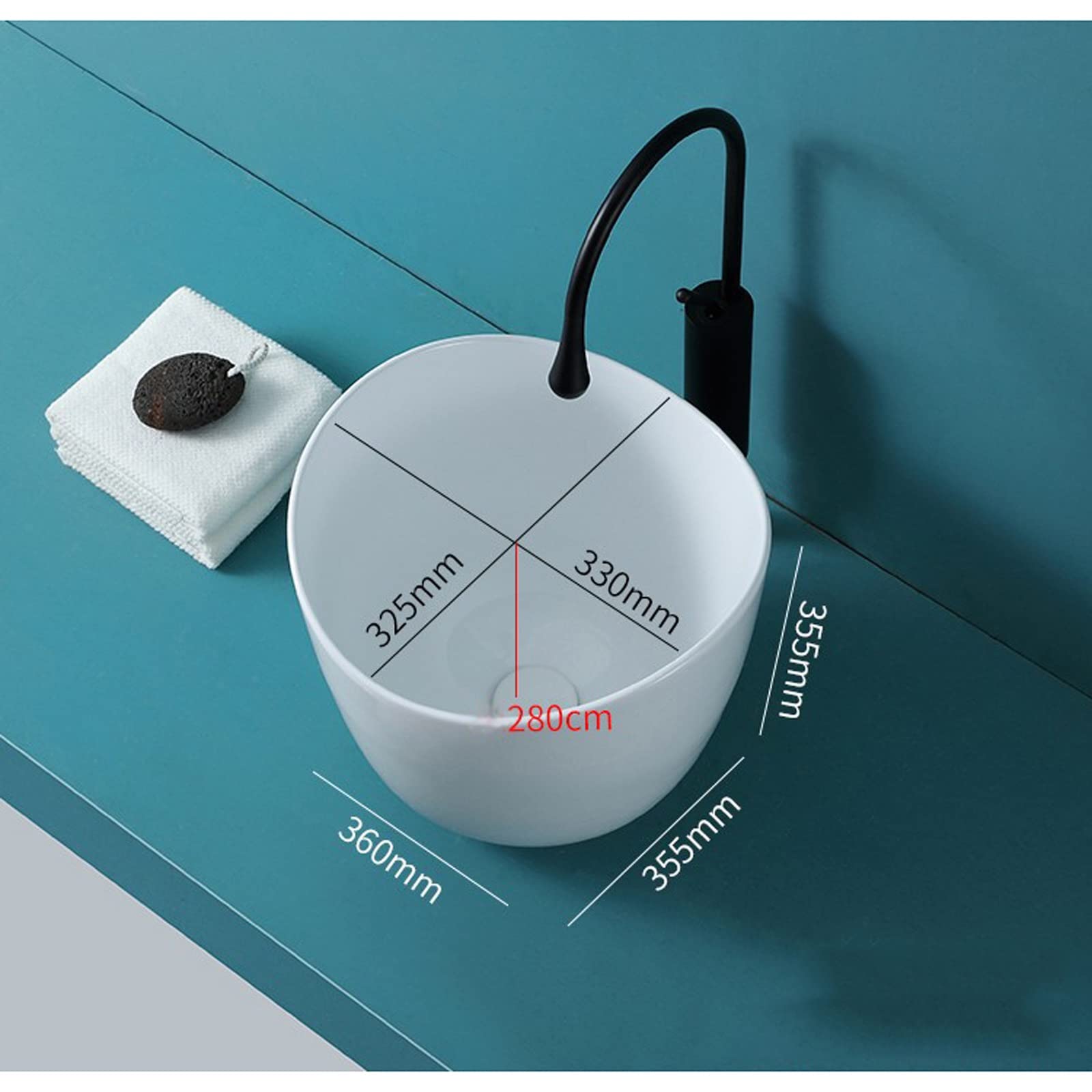 Vaso da bagno da appoggio Lavabo da bagno Deepen Bacino Design in ceramica