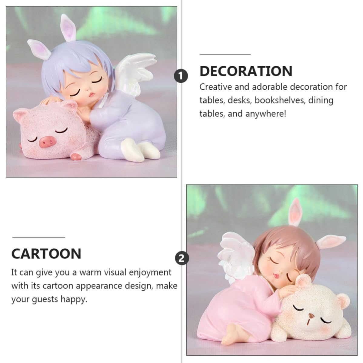 BESPORTBLE 6 Pezzi Decorazione Torta Angelo Bambina in Resina per Tavoli e | Stile Creativo e Adorabile, Figura Cartone per Cameretta, Accessorio Casa, un Pezzo