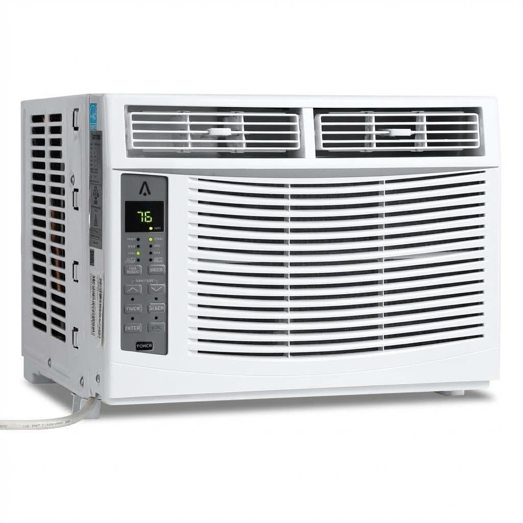 6000 BTU Window Air Conditioner for Small Rooms Up to 250 Sq. ft., Mechanical Control AC Unit with 2 Cooling Modes, Washable Filter, and Easy
