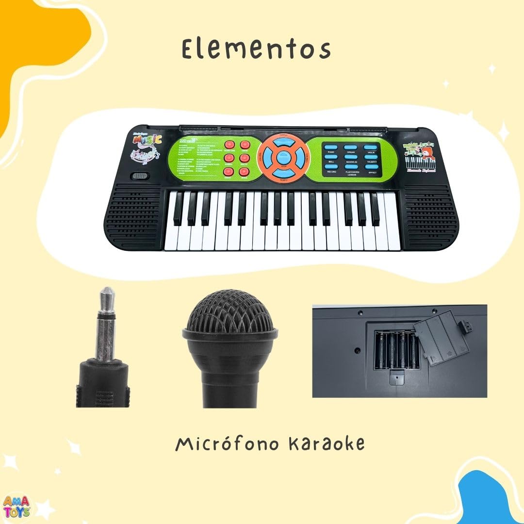 Teclado Piano Infantil - Microfono Portatil - Teclado Musical Infantil - Organo Electronico - Organo Juguete - Organo Electronico Infantil - Piano Electrico Niños - Niños Niña 3 4 5 6 7 Años
