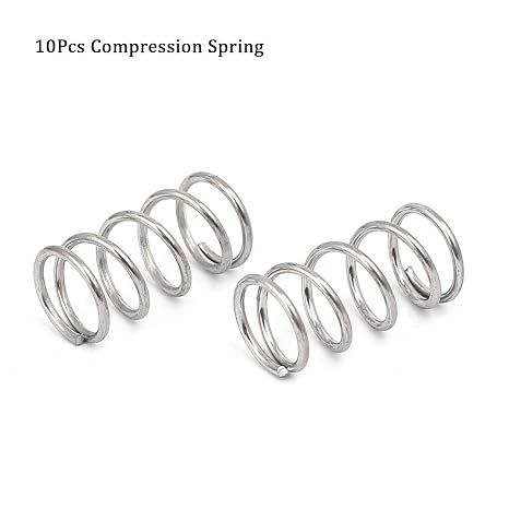 TA-VIGOR 10Pcs Extended Compressed Spring, 8mm OD,0.8mm Wire Size,15mm Length Durable Stainless Steel Small Dual Hook Tension Spring for Furniture Screen Doors Repair Projects