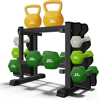 Heavy Duty Dumbbell Rack, 2-Side Extension Holder for Home Gym Storage Rack