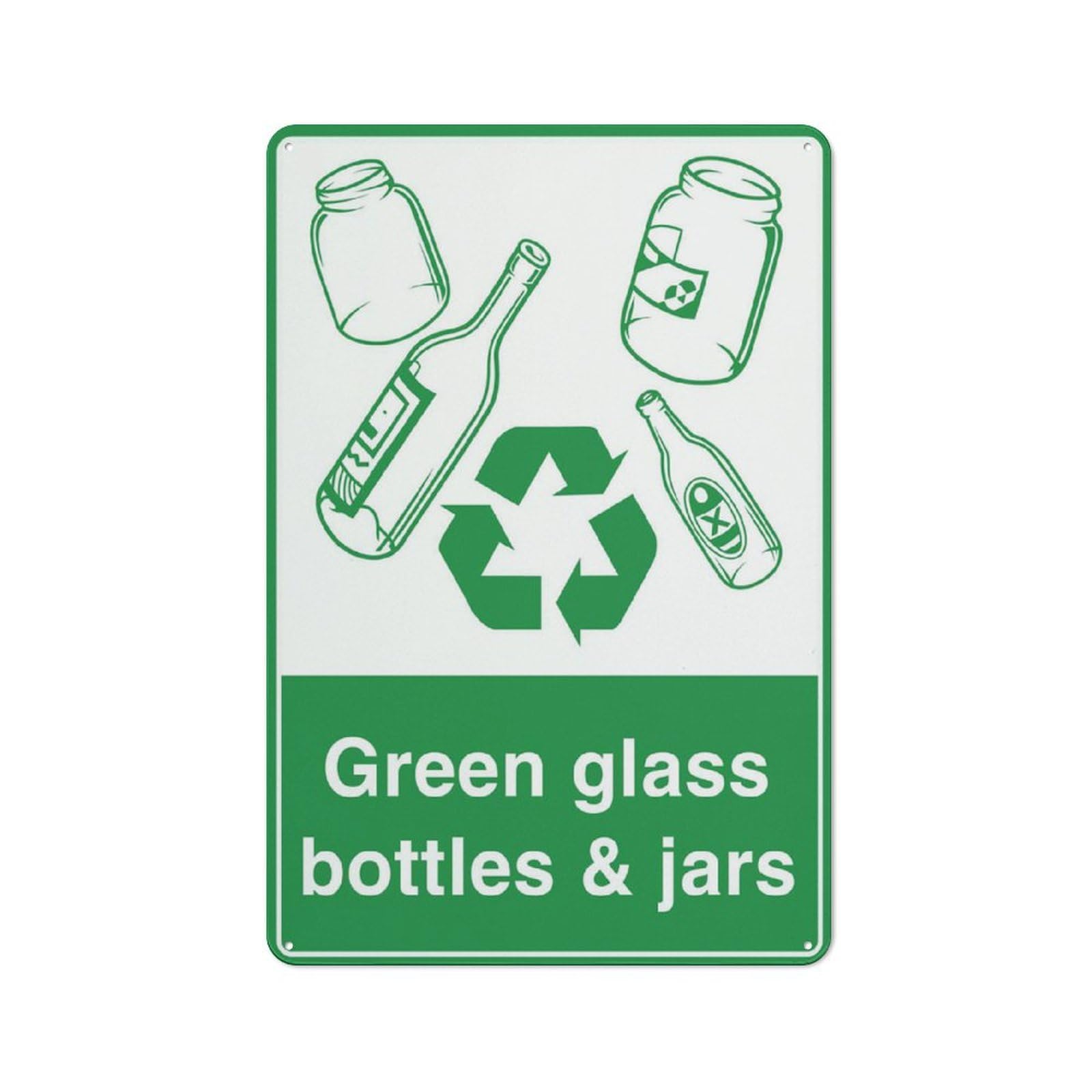 Recycle Green Glass Bottles & Jars Sign Outdoor, Uv Printed Rust Free Aluminum 12 X 8 In,Yard Sign For Home, Business, Driveway Alert