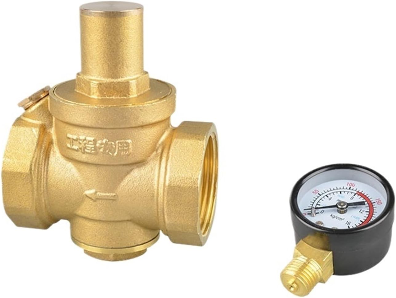 1-1/4" Brass Water Pressure Reducing Maintaining Valve Regulator Adjustable Relief Valve Gauge(Valve Without Gauge)