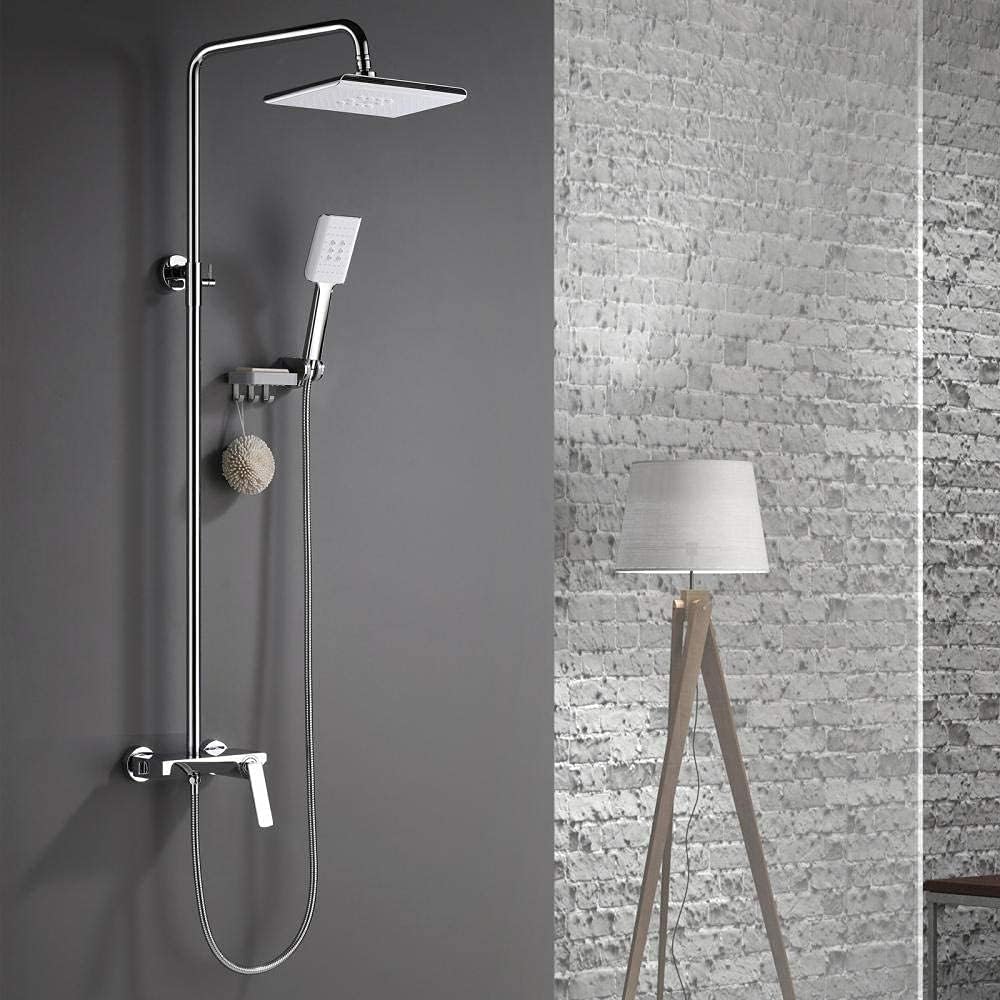 Shower Kits with Overhead Shower, Chrome Plated 10 in Rain Shower Head with Waterfall Outlet, Multi-Function Pressurized Shower Head Shower Kits Bathroom Shower System