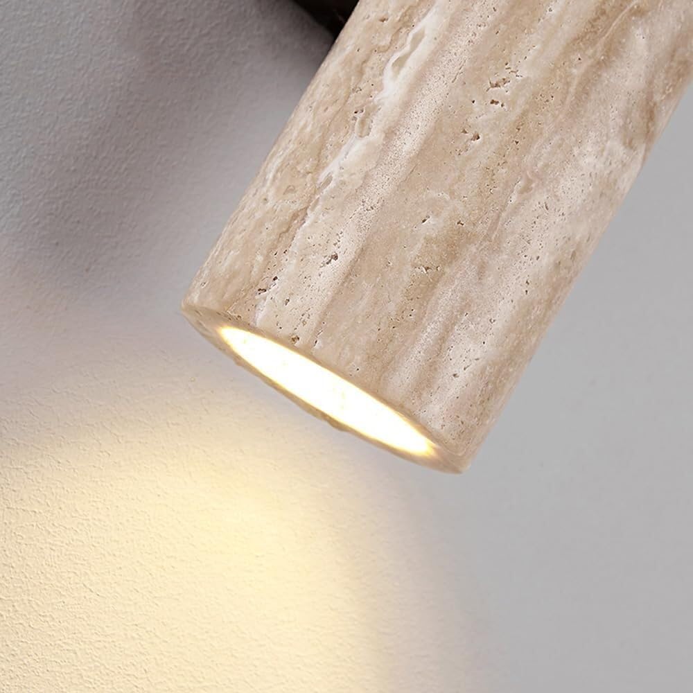 Applique da parete lineare lunga in marmo moderno - Applique da parete interna a cilindro a doppia luce for camera da letto, illuminazione da parete in legno vintage di metà secolo