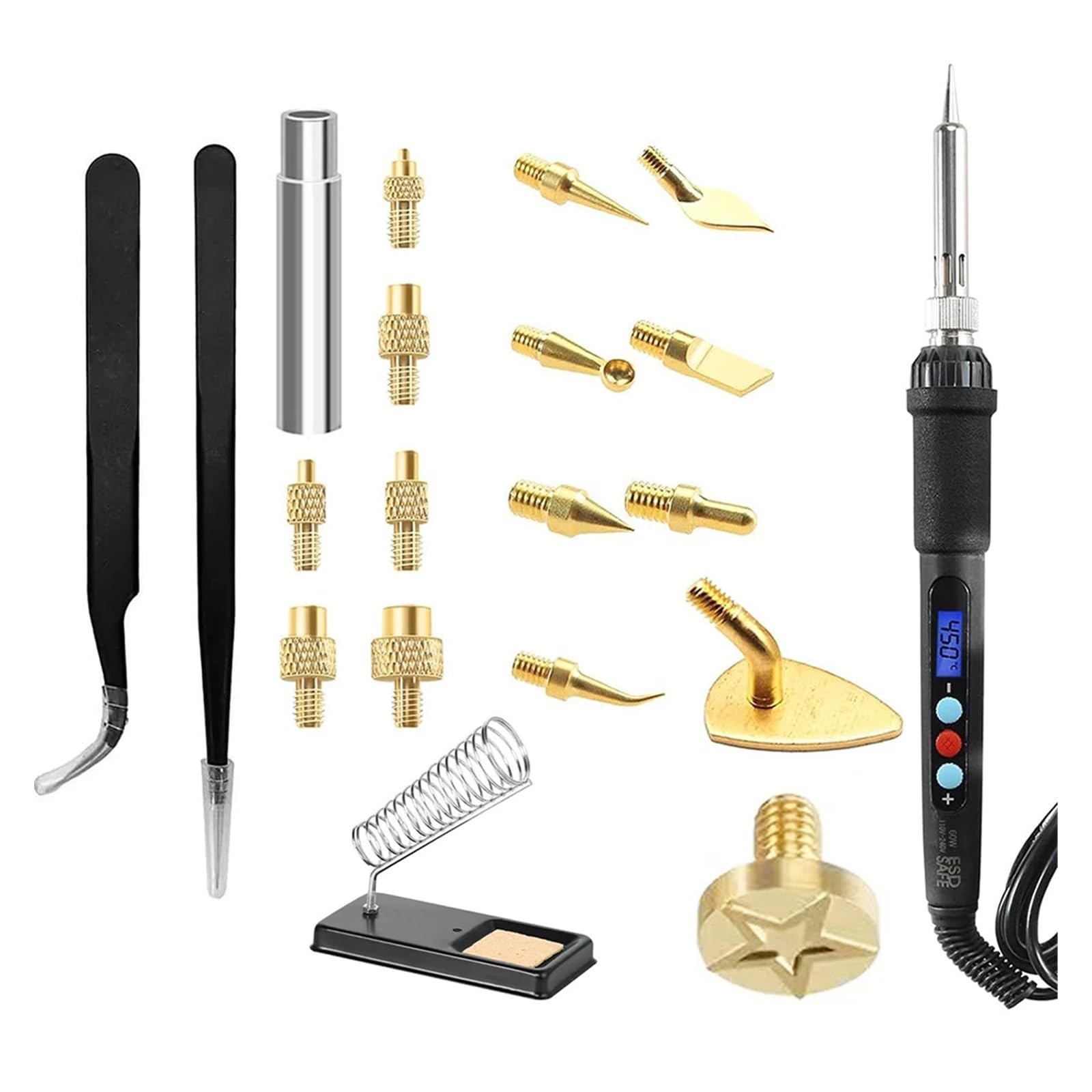 21PCS 3D Printing Accessories Smoothing Tool Kit, 3D Printing Modify Finishing Tool Soldering Welding Iron Kit Heat Insert(EU)