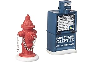 St Nicholas Square Village Figurines for Villages Accessories Fire Hydrant and Newspaper Box Collectible