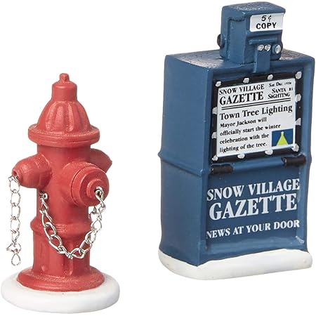 Department 56 Accessories for Villages Fire Hydrant and Newspaper Box Accessory Figurine (Set of 2)