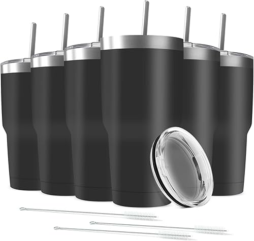 Miniatura 7 de Vaso de viaje de 30 onzas con aislamiento al vacío con tapas, taza de acero inoxidable de doble pared a granel para el hogar, oficina, al aire