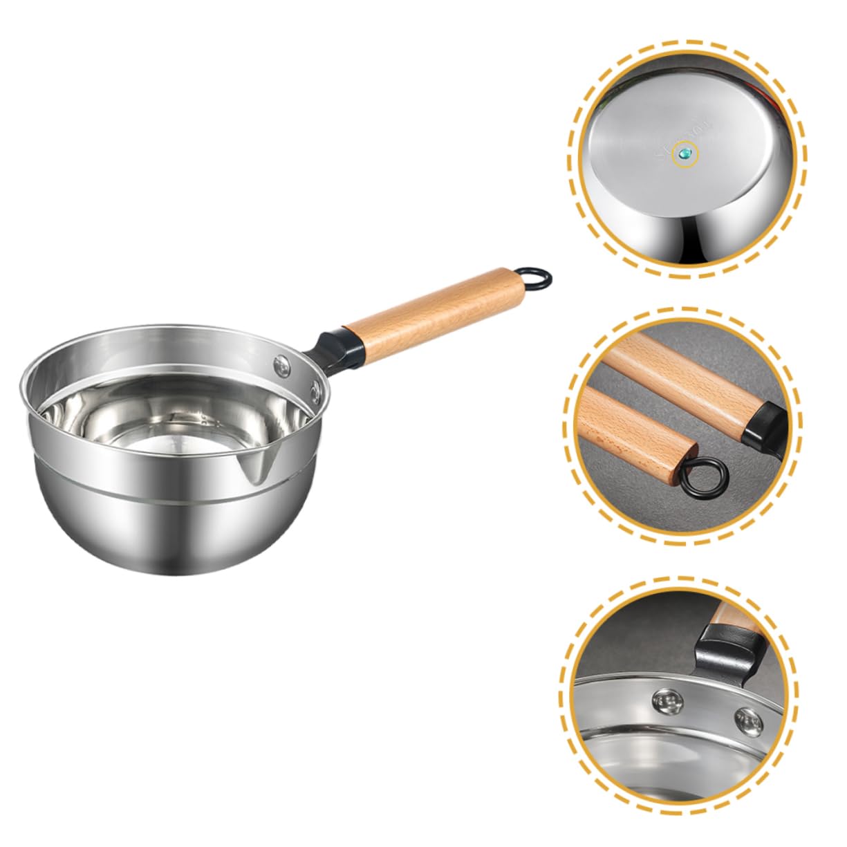 Cucharón de Agua de Acero Inoxidable Mango de Madera, Gran Capacidad y Diseño Colgable para Cocina y Jardín