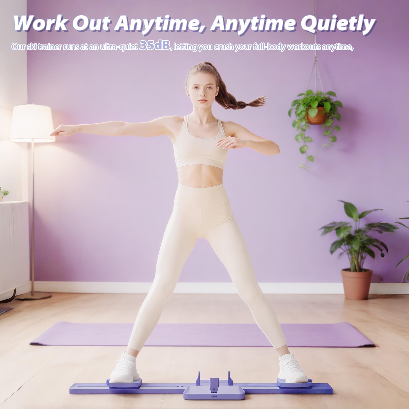 5-in-1 Ski-Maschine, Ski Trainer, Ski Simulator, Klappbarer Beintrainer, Figurformung Cardio Fitnessgerät für Zuhause, Pilates Reformer Board für Körperskulptur, Core, Gesäß und Armtraining