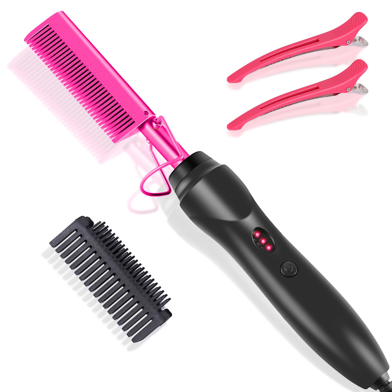 Electric Hot Comb for Wigs, Straightening Comb, Plug-In Hair Straightener for Black Hair