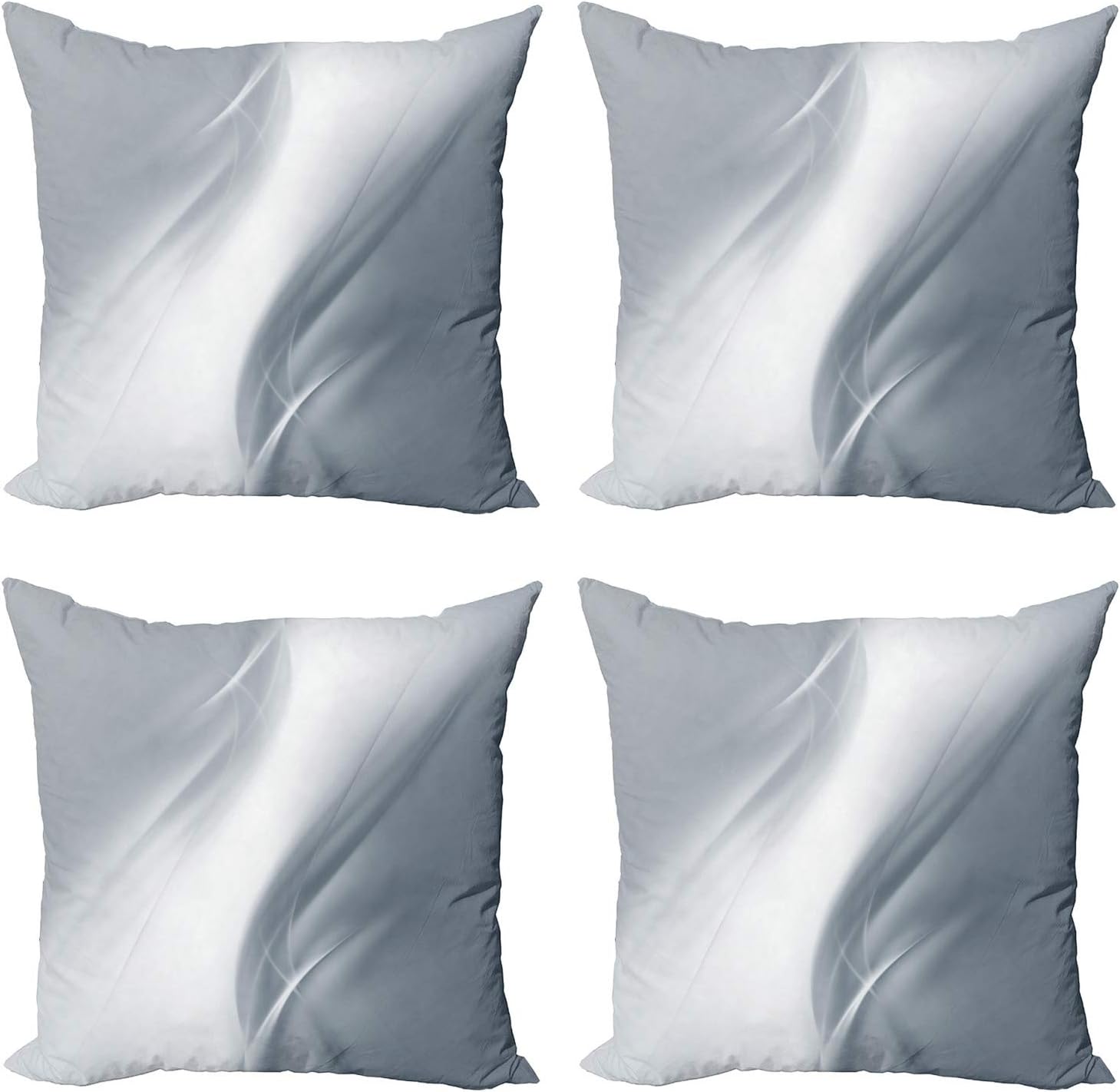 Ambesonne Grey Decorative Throw Pillow Case Pack of 4, Soft Abstract Digital Print Design in Purity Inspired Concept Style Urban Modern, Cushion Cover for Couch Living Room Car, 16", Grey