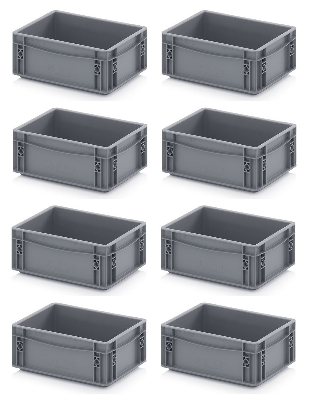 Auer Packaging 8x Eurobehälter 30 x 20 x 12 grau inkl. gratis Zollstock 8er Set